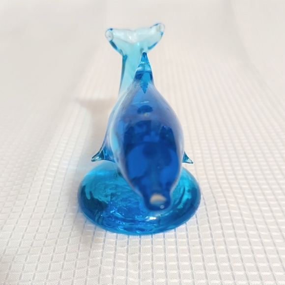 Ron Ray Signed 1996 Art Glass Dolphin Figurine Paperweight Blue - Picture 4 of 11